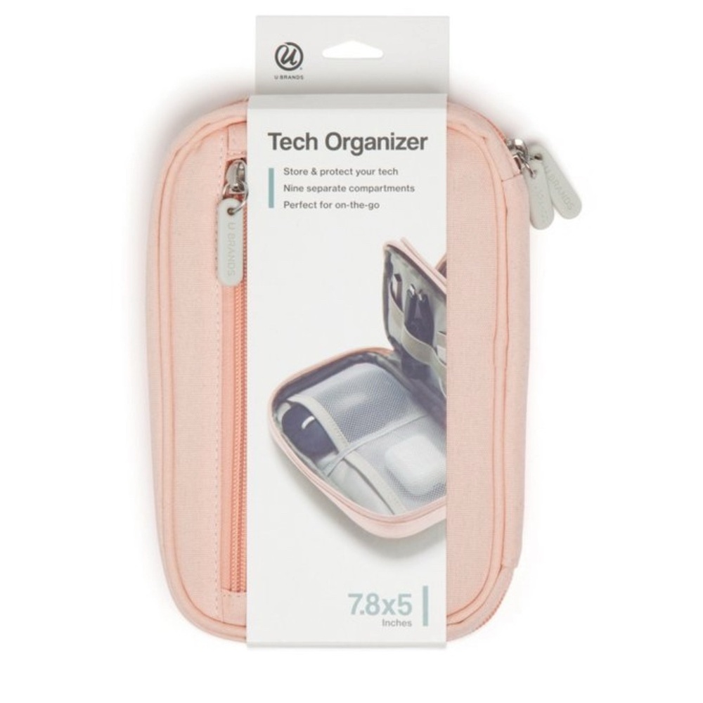 U Brands The Dual Zip Canvas Tech Organizer in Dusty Rose